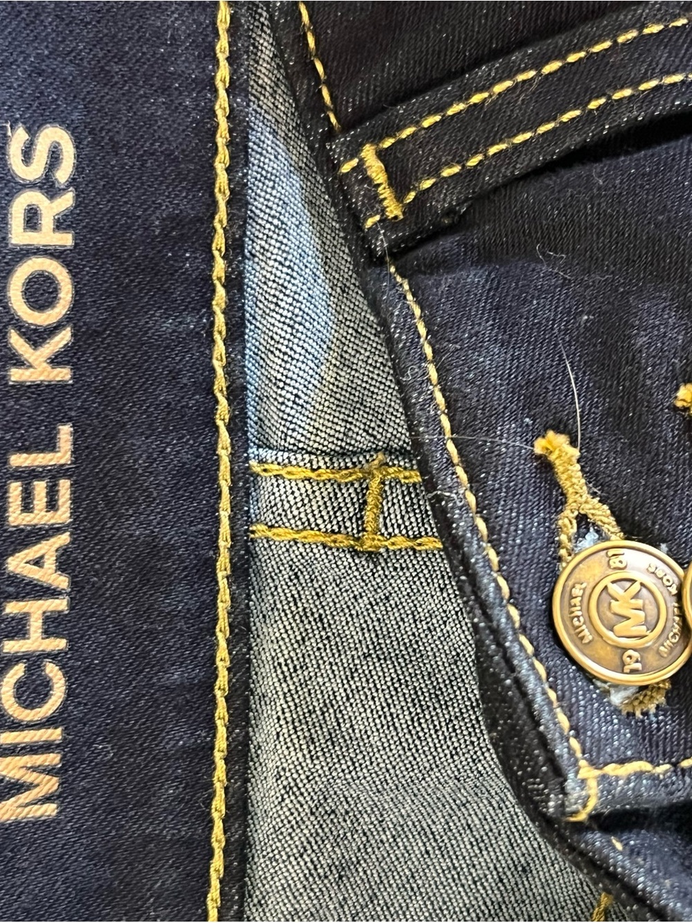 Michael Kors Dark Wash High Rise Flare Jeans Front Patch Pockets Size 8 - Picture 7 of 9